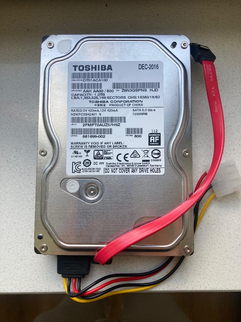 Harddisk Toshiba 1 TB, Computers en Software, Harde schijven, Ophalen, Refurbished, Desktop, Toshiba®