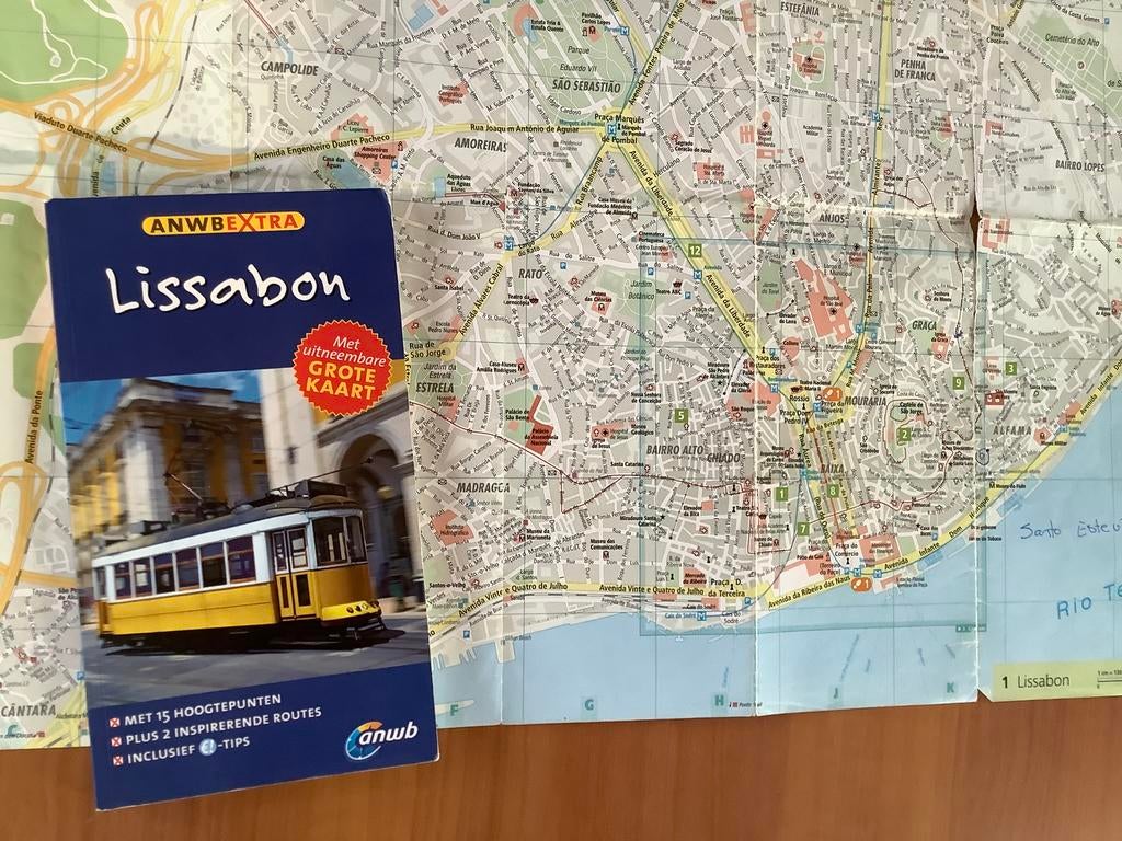 Lissabon Portugal ANWB reisgids + kaart, Europa, Ophalen of Verzenden, Zo goed als nieuw, Reisgids of -boek