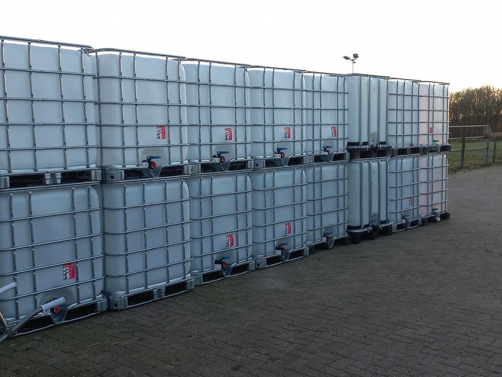 Ibc van 1000 ltr als nieuw met stalen pallet, Ophalen, 100 cm of meer, 60 cm of meer, Zo goed als nieuw