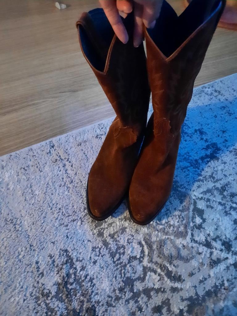 Cowboy laarzen met smalle schacht - Maat 37, Ophalen of Verzenden, Gedragen, Bruin, Hoge laarzen