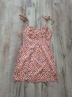 Prachtige roze jurk met zwarte stippen, maat S. Knoopbandjes, Onb, Ophalen of Verzenden, Maat 36 (S), Boven de knie