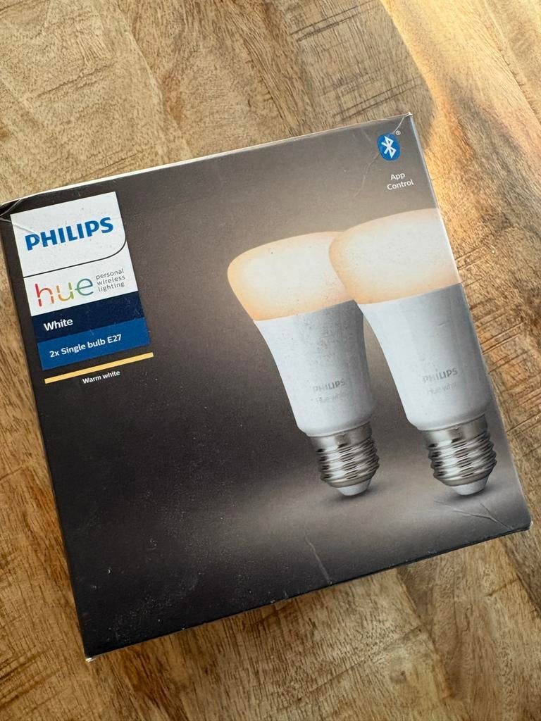 Philips Hue White E27 LED Lampen (2 stuks), Huis en Inrichting, Lampen | Losse lampen, Led-lamp, 60 watt of meer, Nieuw, E27 (groot)