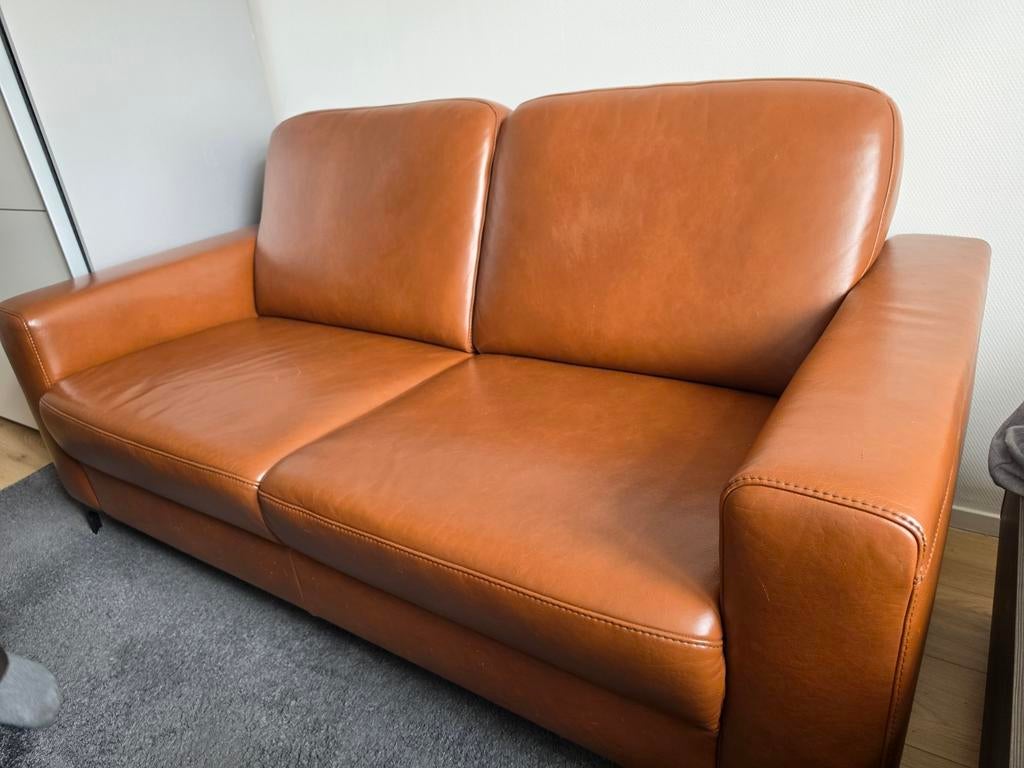 Leren tweezitsbank, Huis en Inrichting, Banken | Bankstellen, Ophalen of Verzenden