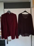 Leuke set: Bordeauxrood vest & Zwart/Bordeaux blouse (mt L), Maat 42/44 (L), Ophalen of Verzenden, Gedragen, Hema