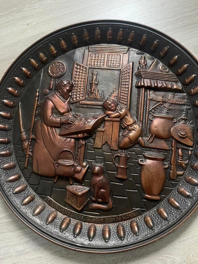 Groot roodkoperen wandbord Brugge, Ophalen of Verzenden, Zo goed als nieuw, Overige typen