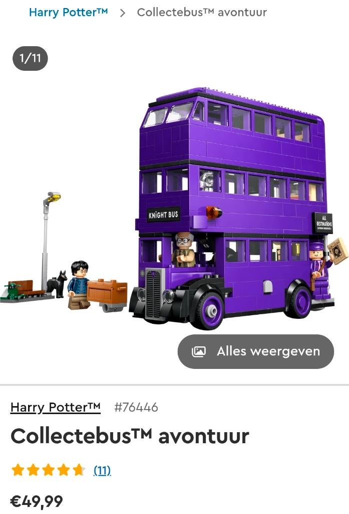 Harry Potter lego knight bus, Kinderen en Baby's, Speelgoed | Duplo en Lego, Zo goed als nieuw, Lego, Complete set, Ophalen of Verzenden