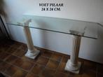 SIDETABLE FACET GESLEPEN GLAZEN BLAD, 2 PILAREN, I.G.S., Ophalen, Gebruikt, 100 tot 150 cm, 25 tot 50 cm