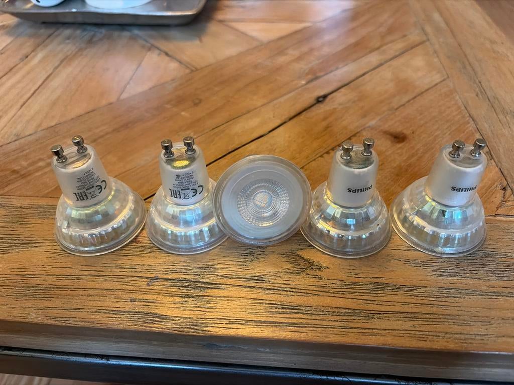 Philips GU10 LED spotjes - 5 stuks, 30 tot 60 watt, Led-lamp, Gebruikt, Overige fittingen