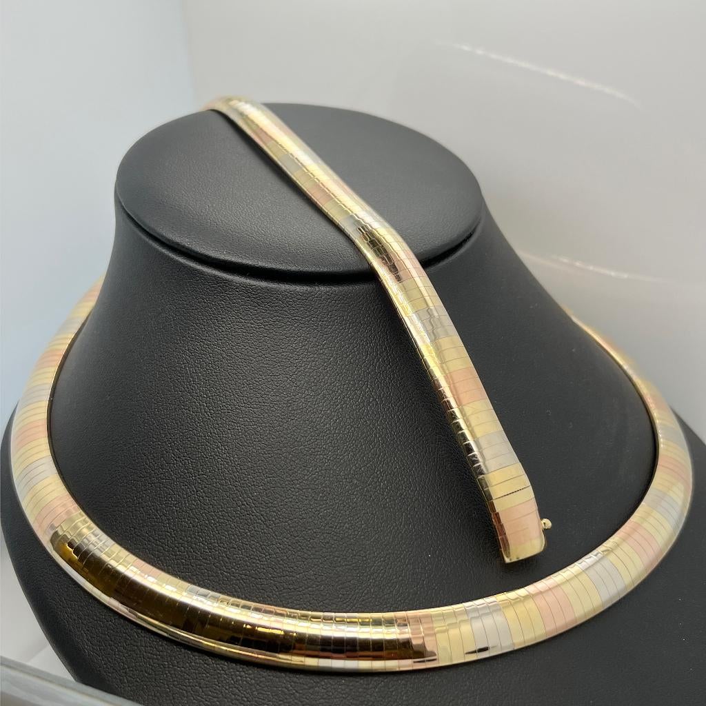 Omega collier tricolor, Sieraden, Tassen en Uiterlijk, Kettingen, Ophalen, Zo goed als nieuw, Goud, Goud