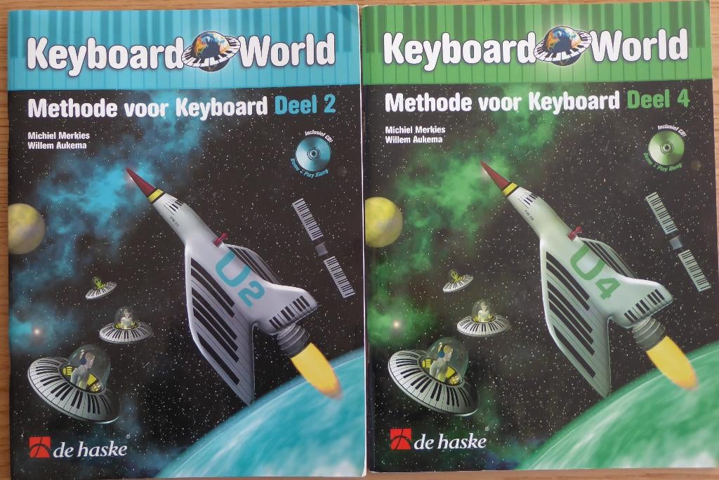 Keyboard World deel 2 en deel 4 tezamen incl. CD's- 2 boeken, Muziek en Instrumenten, Bladmuziek, Overige genres, Les of Cursus