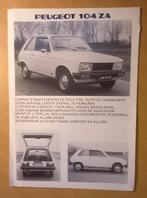 Peugeot 104 ZA leaflet, Verzenden, Zo goed als nieuw, Peugeot