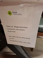 Eiken Wagonplanken Tafel - 268x92x75cm, Ophalen, Rechthoekig, 200 cm of meer, 50 tot 100 cm