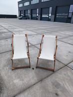 2 Beliani Inklapbare Ligstoelen Anzio Bruin Wit, Ophalen, Verstelbaar