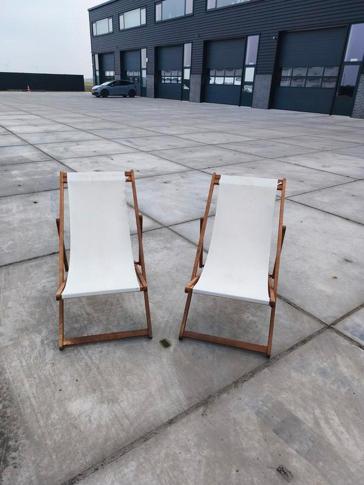 2 Beliani Inklapbare Ligstoelen Anzio Bruin Wit, Tuin en Terras, Ligbedden, Inklapbaar, Verstelbaar, Ophalen