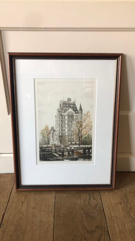 Oude ets Rotterdam Witte huis, Antiek en Kunst, Kunst | Etsen en Gravures, Ophalen