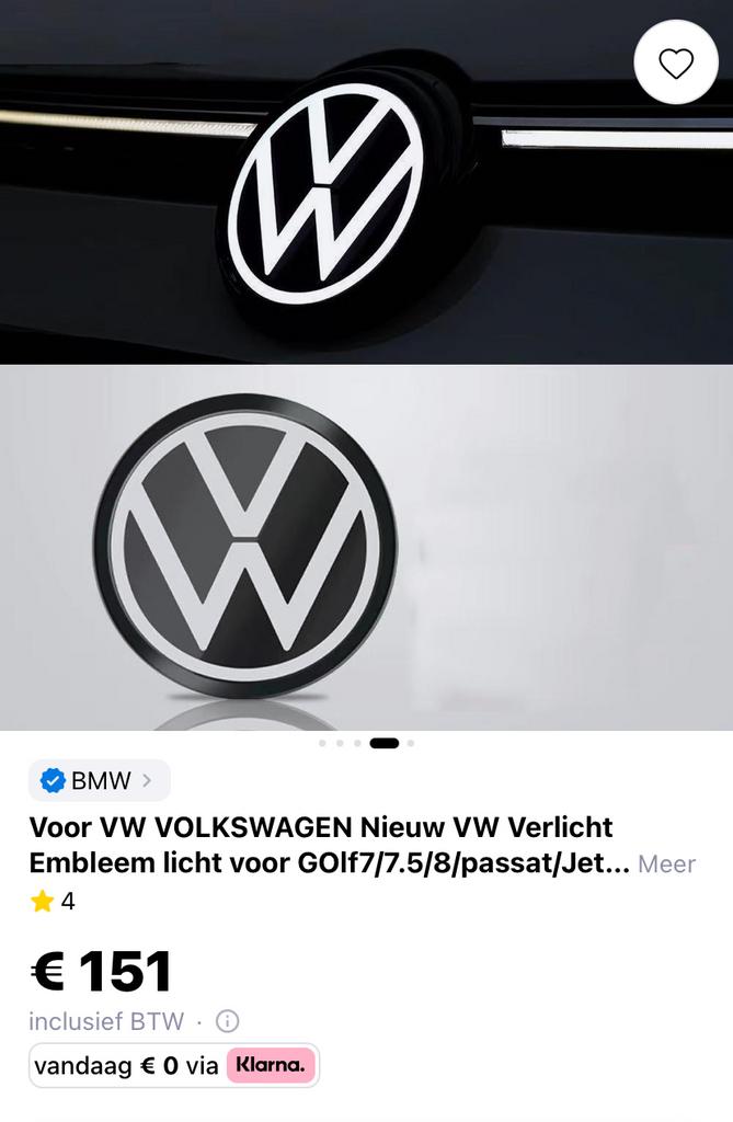 VW LED Logo Embleem Verlicht - Voor diverse modellen, Ophalen of Verzenden
