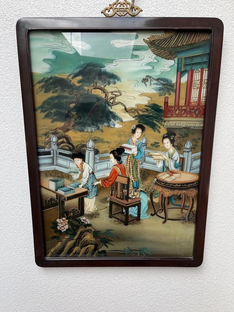 Chinees schilderij omgekeerd geschilderd glas Aziatisch, 50 tot 75 cm, Ophalen of Verzenden, Schipluidenlaan 20 5035KJ Tilburg