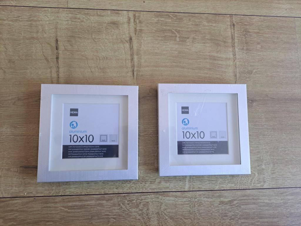 2x Aluminium fotolijst HEMA 10x10/14x14 nieuw, Minder dan 50 cm, Metaal of Aluminium, Nieuw, Ophalen of Verzenden