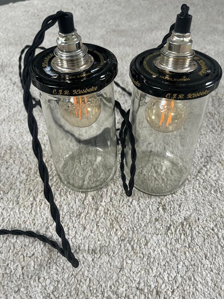 Twee unieke Kesbeke potlampen met zwart snoer, Huis en Inrichting, Ophalen, Zo goed als nieuw