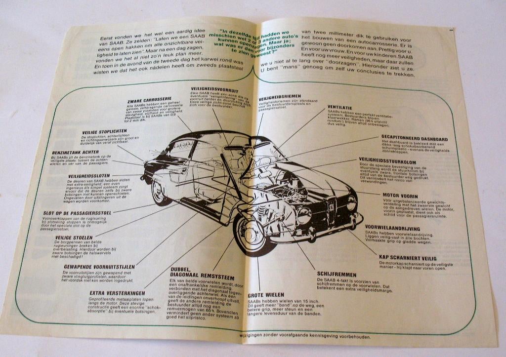 Autofolder klein foldertje Saab 96 veiligheid oud ca 1966, Ophalen of Verzenden, Gelezen, Overige merken
