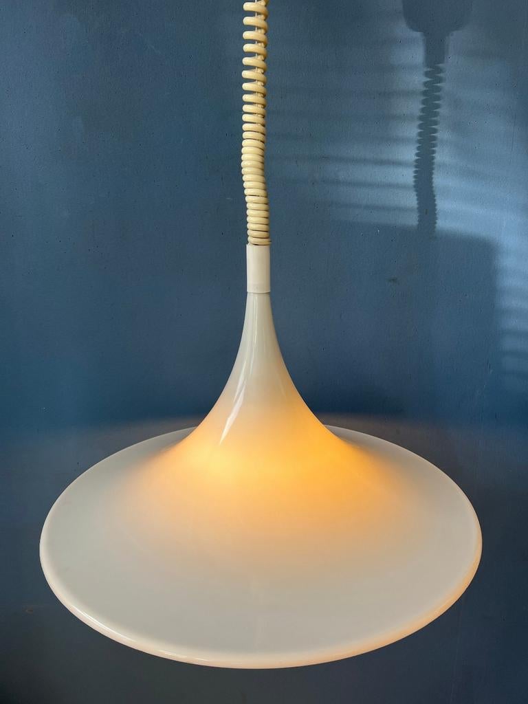 Heksen hoed lamp Harco Loor retro Vintage 60cm carbonaat wit, Kunststof, Verzenden, Zo goed als nieuw, Minder dan 50 cm