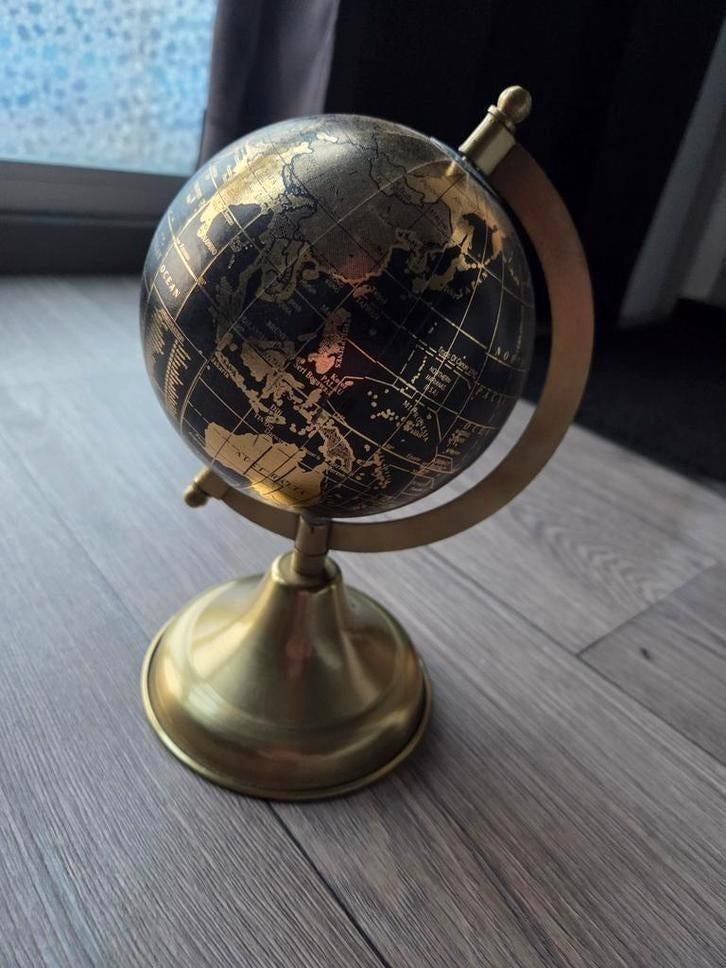 Wereldbol Zwart Goud - Vintage Stijl, Ophalen of Verzenden, Zo goed als nieuw