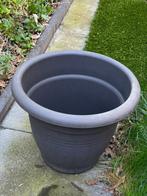 Grote donkergrijze bloempot voor binnen of buiten, Kunststof, Gebruikt, 40 cm of meer, Rond