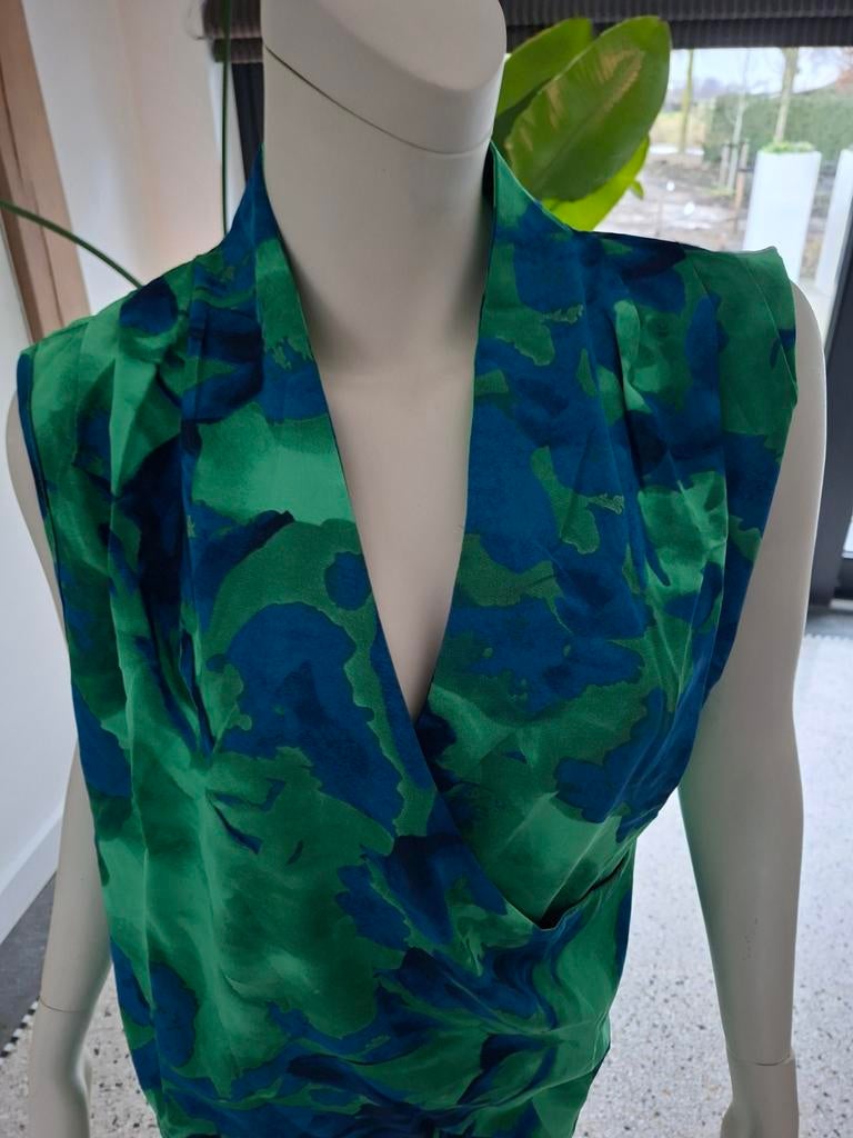 Blauw groen overslagtop zomertop wrap 44 xl overslag top, Ophalen of Verzenden, Zo goed als nieuw, Blauw, Shirt of Top