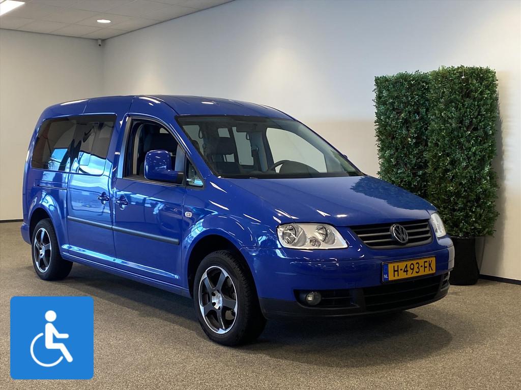 Volkswagen Caddy Maxi Rolstoelauto 5+1 (airco), Auto's, Gebruikt, Blauw, Handgeschakeld, 1040 kg