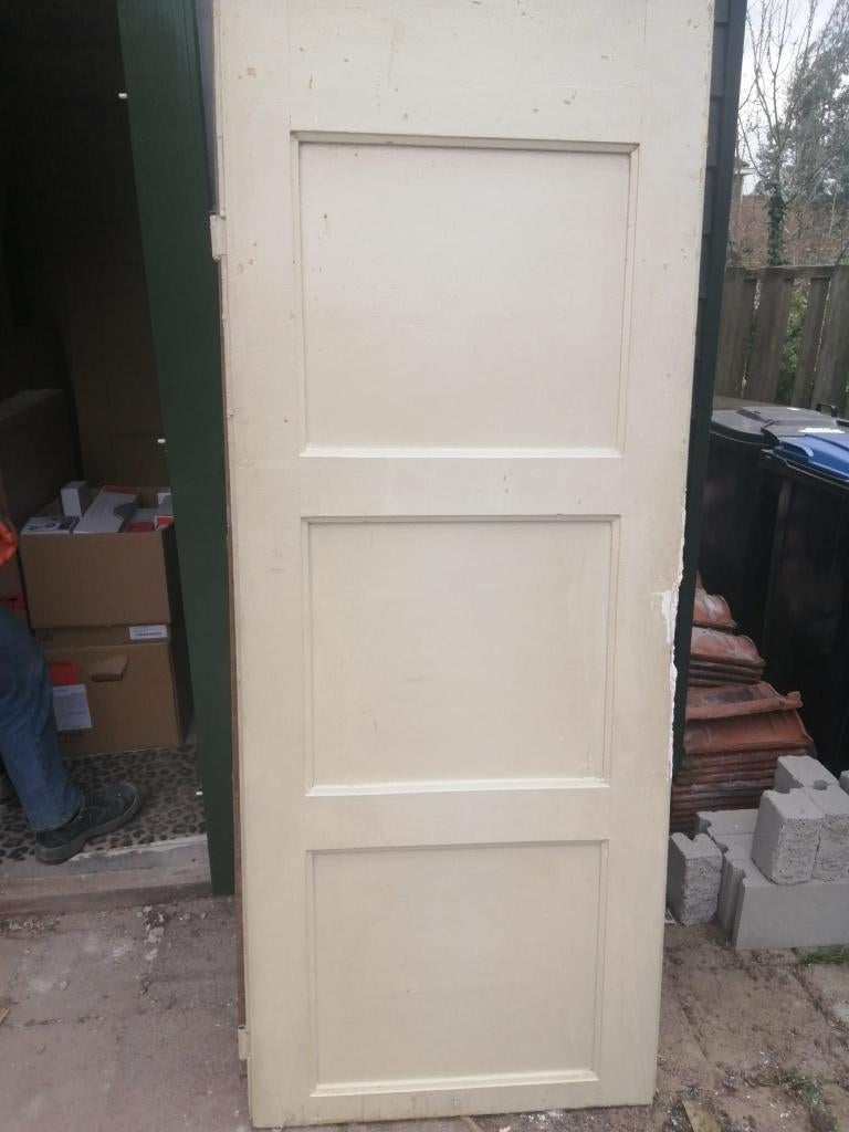 Grenen opdek paneeldeur jaren 30 76x199x3x5 cm, Doe-het-zelf en Verbouw, Deuren en Horren, Ophalen, Gebruikt, Minder dan 80 cm