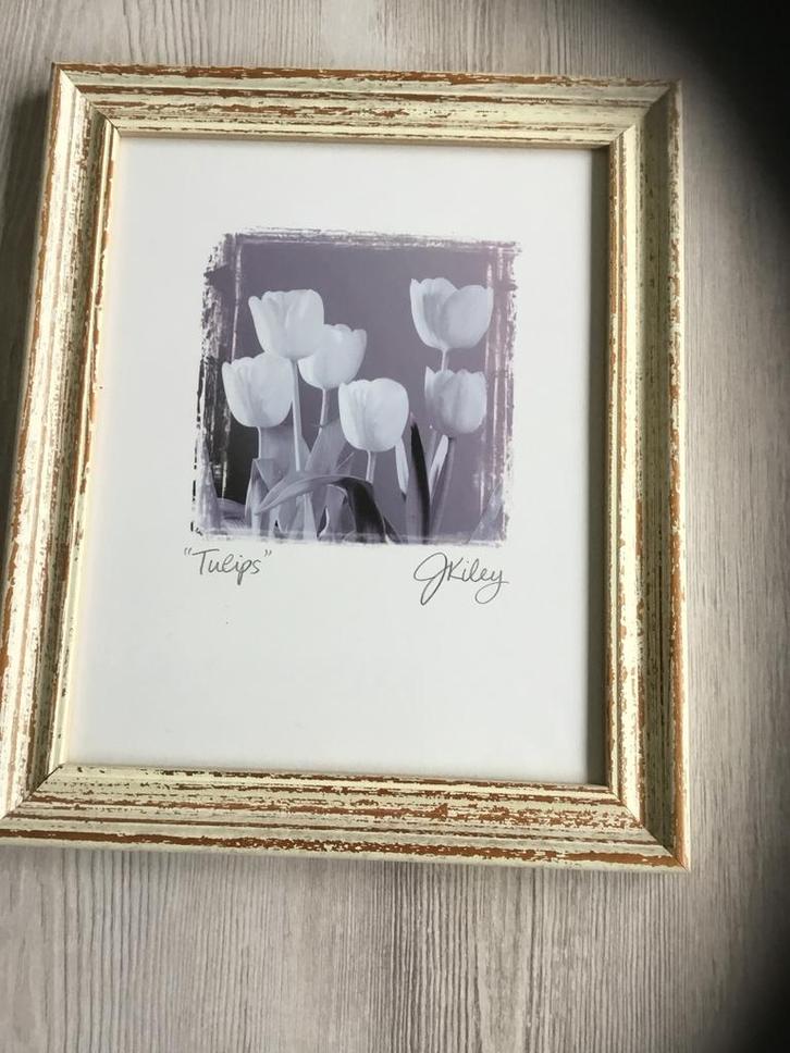 Vintage Bloemen Schilderijtjes - 2 stuks, Huis en Inrichting, Woonaccessoires | Schilderijen, Tekeningen en Foto's, Gebruikt, Print