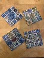 4 Keramische Onderzetters met Kurk en Mozaïek Motieven, Ophalen of Verzenden, Zo goed als nieuw, Glas of Kopje