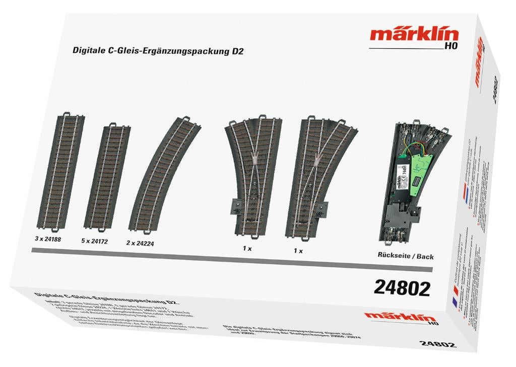 Marklin H0 24802 OVP Uitbreidingspakket D2 digitale C-rails, Wisselstroom, Nieuw, Rails, Ophalen of Verzenden