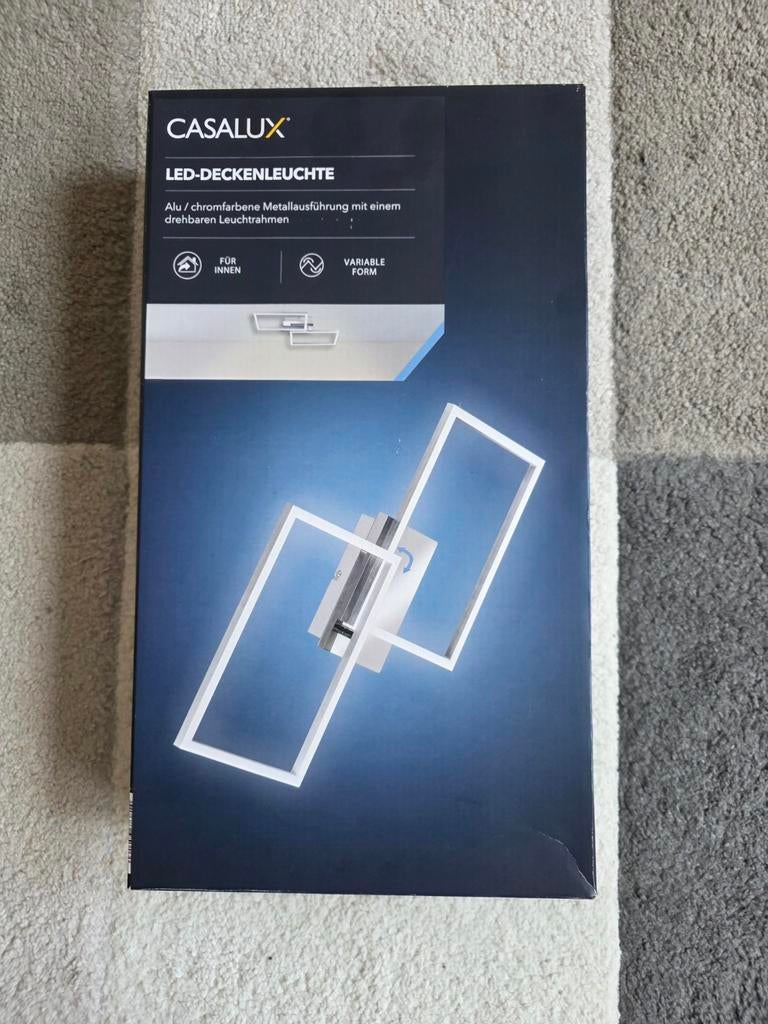 CASALUX LED-plafondlamp, aluminium/chroom, draaibaar, Huis en Inrichting, Ophalen of Verzenden, Nieuw, Metaal, Modern