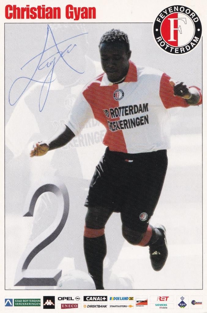 Christian GYAN Feyenoord Rotterdam ECHTE handtekening, Verzenden, Zo goed als nieuw, Feyenoord, Spelerskaart