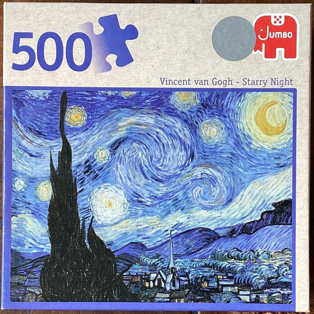Puzzel Jumbo Vincent van Gogh - Starry Night, Ophalen of Verzenden, 500 t/m 1500 stukjes, Zo goed als nieuw