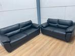 Mooie luxe zwarte leren 2 en 3 zit banken - GEREINIGD!!!!