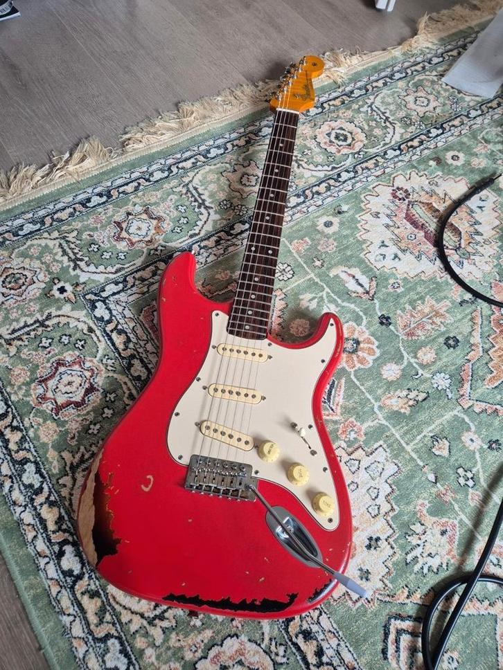 Partscaster fiesta Red over Sunburst incl verzenden, Muziek en Instrumenten, Snaarinstrumenten | Gitaren | Elektrisch, Gebruikt