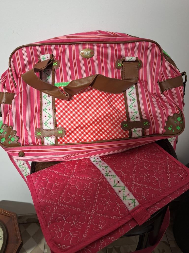 Lief! Verzorgingstas met verschoonmatje - Roze/Rood, Kinderen en Baby's, Luiertassen, Ophalen of Verzenden