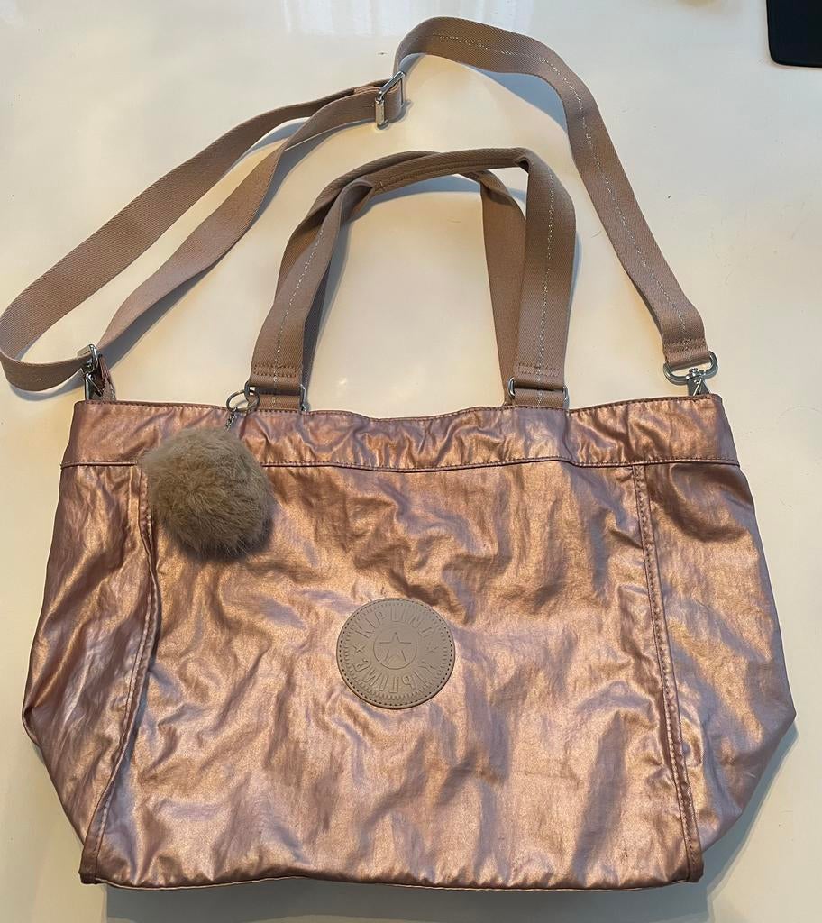 Kipling mooie en praktische shiny rose shopper, zgan, Ophalen of Verzenden, Zo goed als nieuw, Roze, Shopper
