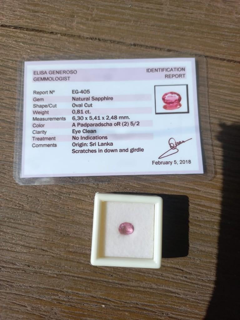 Natuurlijke Padparadscha Saffier (0.81 ct) – Sri Lanka, Ophalen of Verzenden, Nieuw