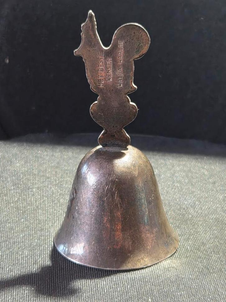 Vintage Verzilverde TafelBel "Spinnewiel" Walra 1950 8,5 cm, Antiek en Kunst, Antiek | Goud en Zilver, Zilver, Ophalen of Verzenden
