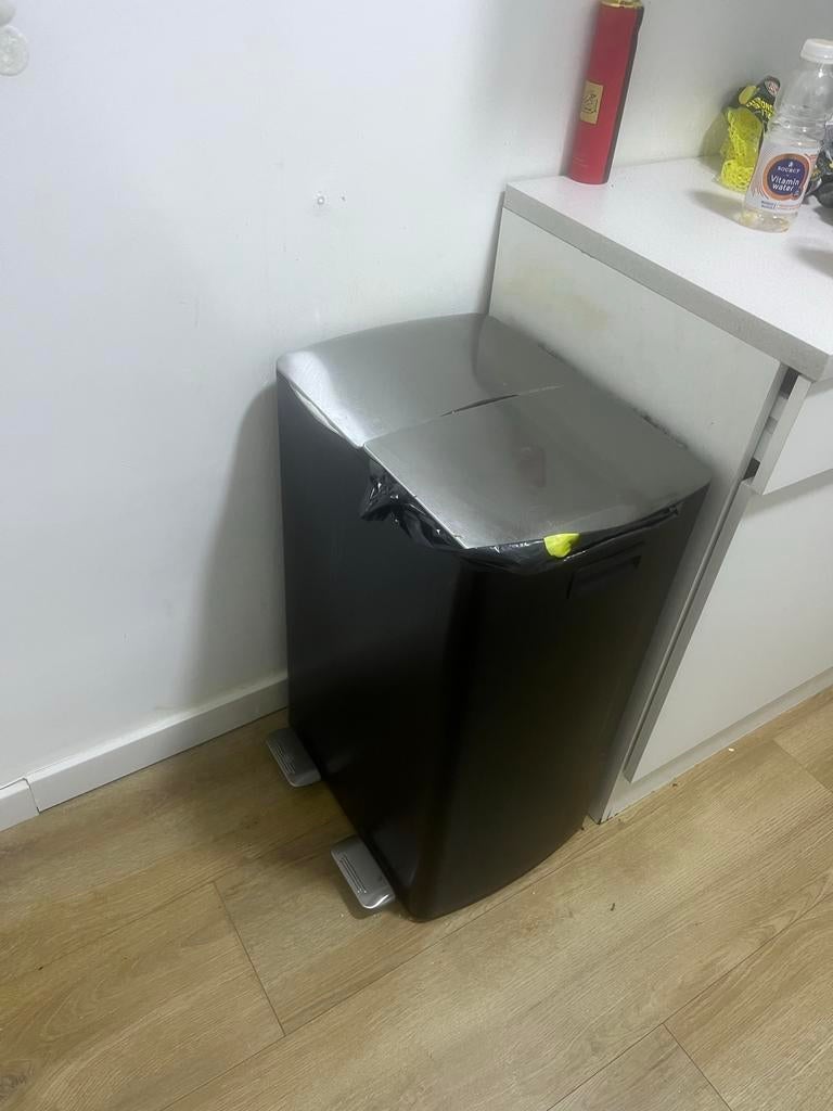 Prullenbak afval scheiden 2x30 liter - RVS met pedaal, Ophalen, Gebruikt, Met pedaal, 50 tot 75 cm