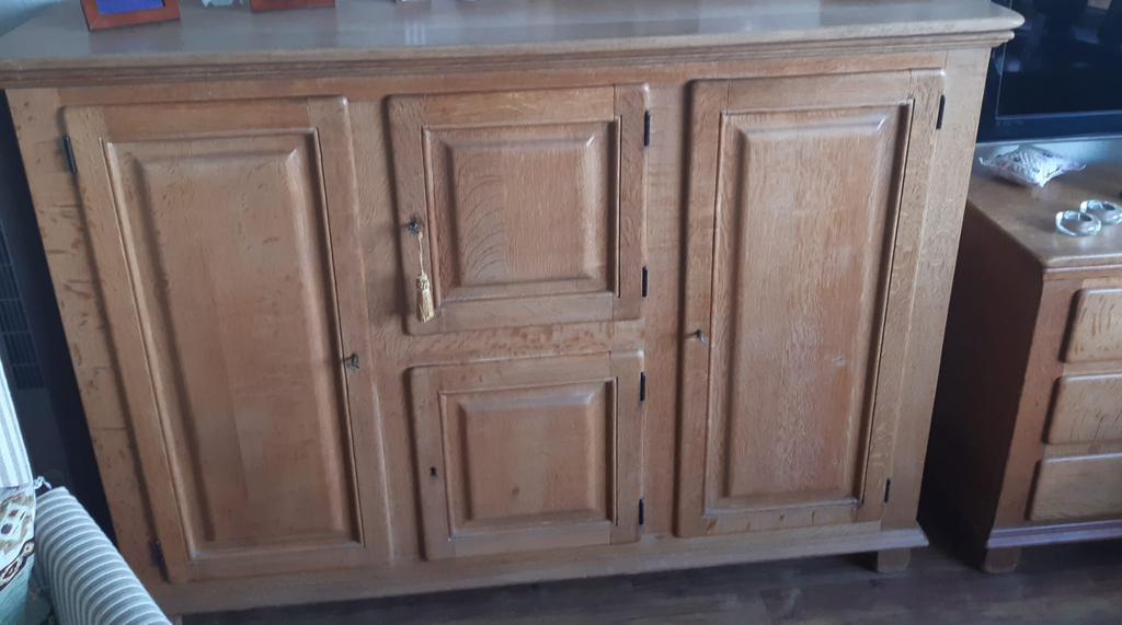 Broodkast en ladenkast eiken, Ophalen, Gebruikt, 100 tot 150 cm, 25 tot 50 cm