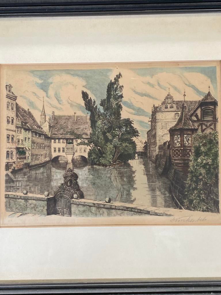 ets van het Plönlein duitse stad Rothenburg ob der Tauber, Antiek en Kunst, Kunst | Etsen en Gravures, Ophalen of Verzenden