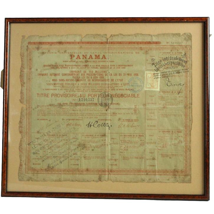 Antieke Franse obligatie Panama Kanaal – 1888, Antiek en Kunst, Antiek | Woonaccessoires, Ophalen of Verzenden