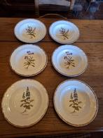 6 diepe borden Botanic  FAÏENCE DE MOUSTIERS , Ophalen of Verzenden