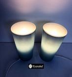 2 Vintage tafellampen dikke glazen bekers lamp - blauw, Ophalen of Verzenden, Zo goed als nieuw, Overige materialen, Minder dan 50 cm