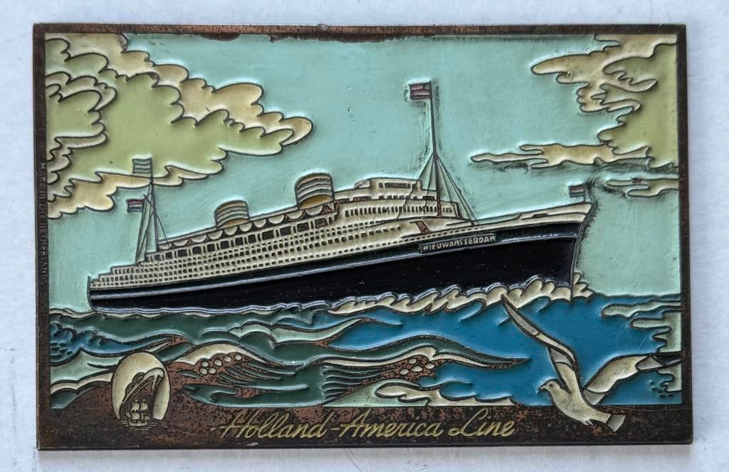 Holland America Line emaille plaquette, Gebruikt, ., Ophalen of Verzenden, .