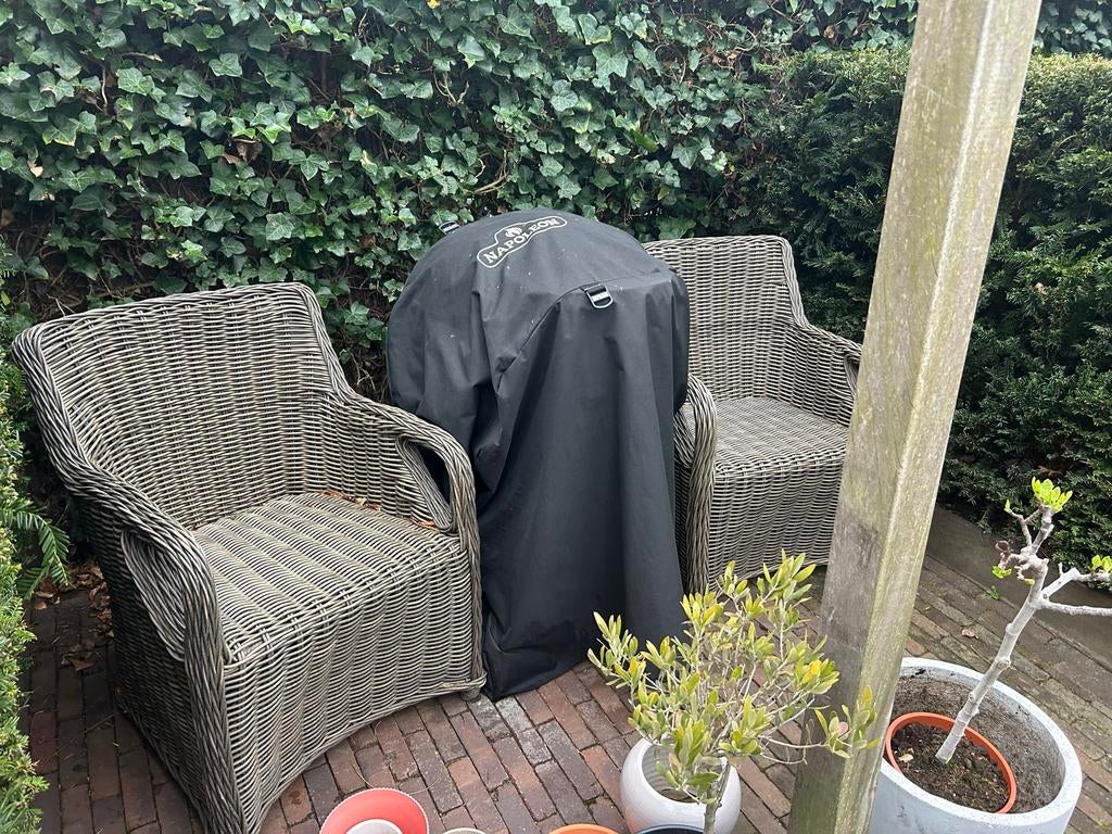 2x Kunststof rieten tuinstoelen (Pure Collection), Tuin en Terras, Tuinstoelen, Ophalen, Gebruikt, Kunststof